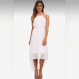 NWOT ANDREE white gauzy high-low halter dress Medium